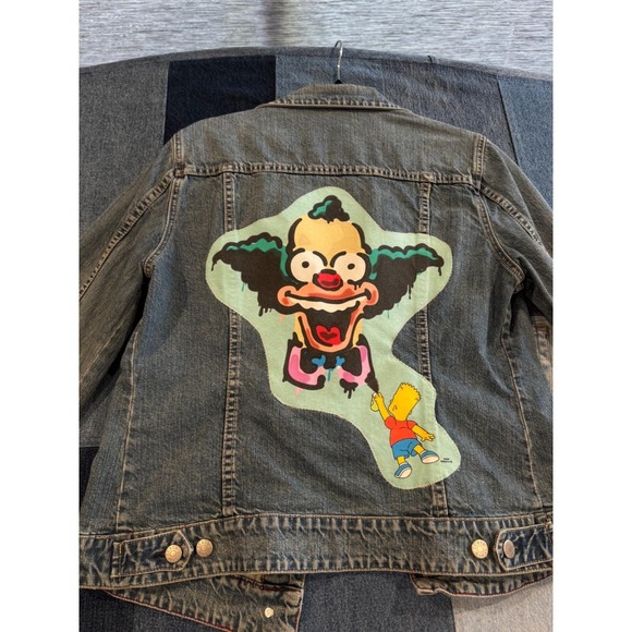 CRTV LTRCY Other - CRTV LTRCY Upcycled Denim Jacket Krusty the Clown Bart Simpson Large Trucker